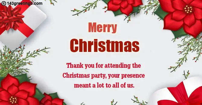 Christmas Thank You Messages for Attending Party