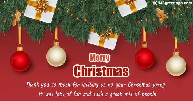 Christmas Thank You Message for Inviting To Party