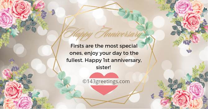 1st wedding anniversary wishes for sister