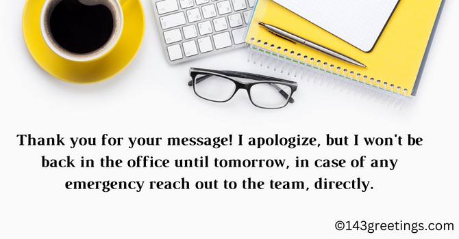 Out Of Office Message Example