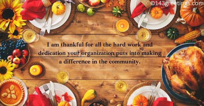 Thanksgiving Message to Organization